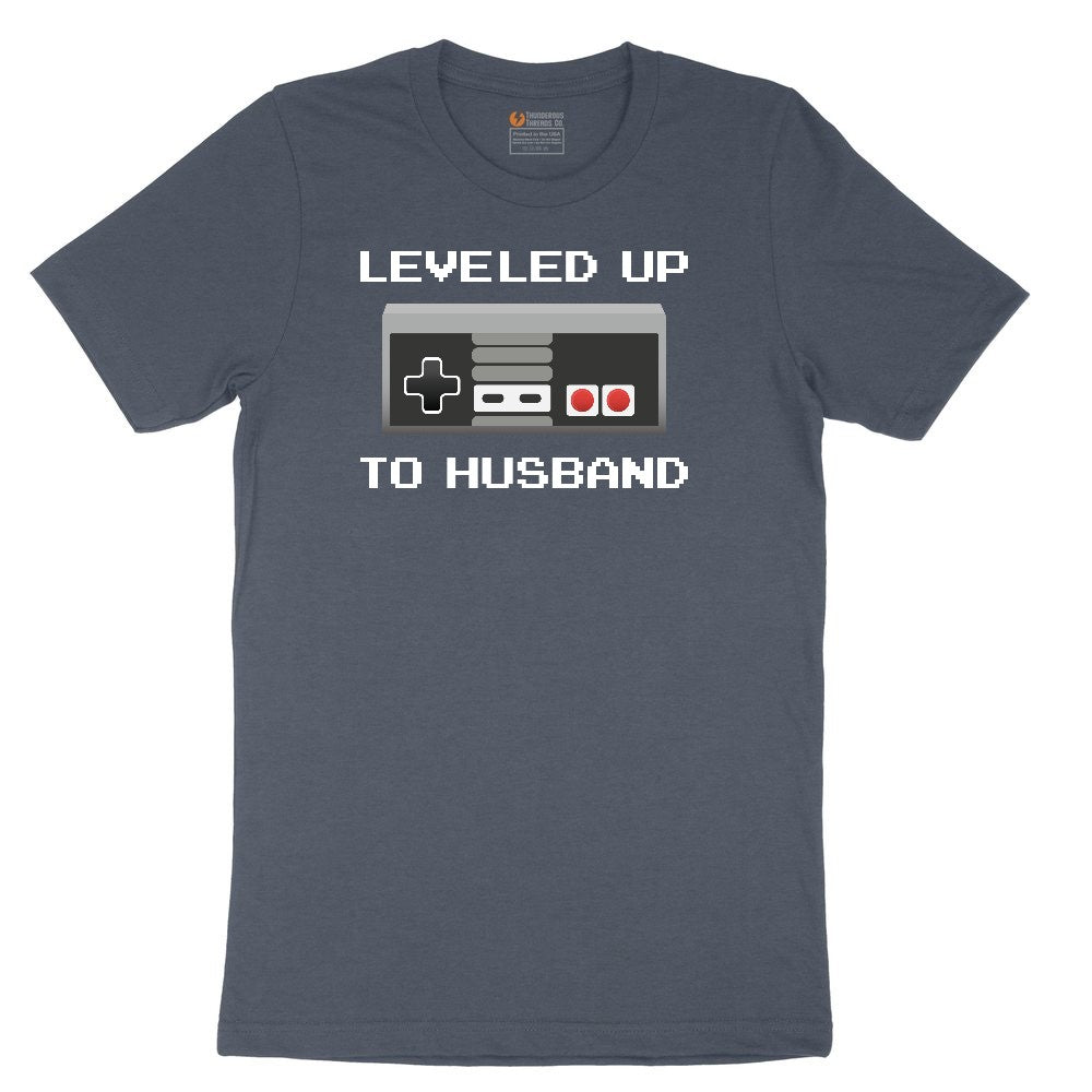 Leveled Up to Husband - Mens T-Shirt Toddler Short Sleeve Tee - Heather Navy