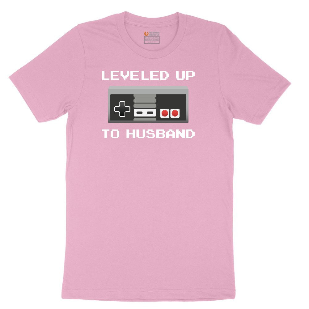 Leveled Up to Husband - Mens T-Shirt Youth Short Sleeve Tee - Candy Pink