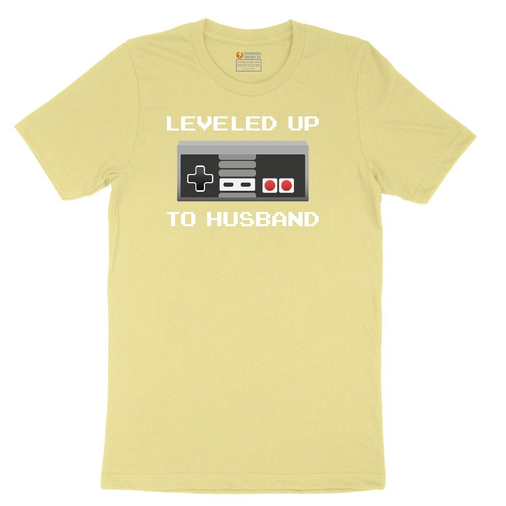Leveled Up to Husband - Mens T-Shirt Youth Short Sleeve Tee - Yellow