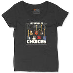 Life if Full of Important Choices Guitar Version Ladies Curvy Tee - Black
