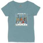 Life if Full of Important Choices Guitar Version Ladies Curvy Tee - Surf Blackout