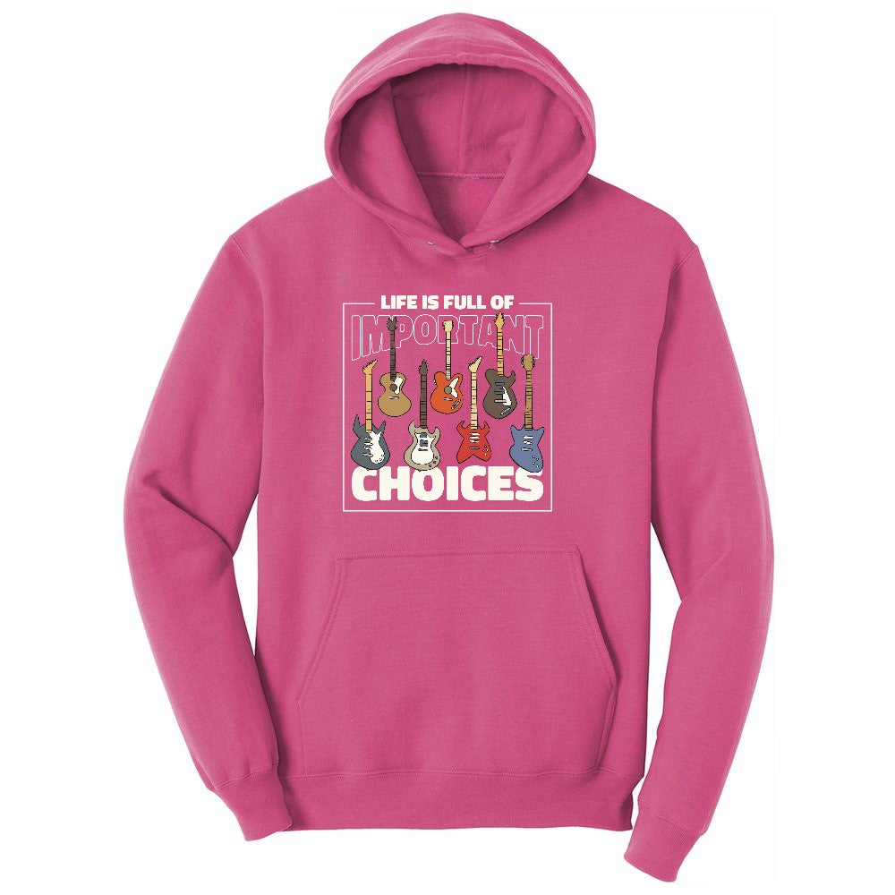 Life if Full of Important Choices Guitar Version Ladies Hoodie - Sangria