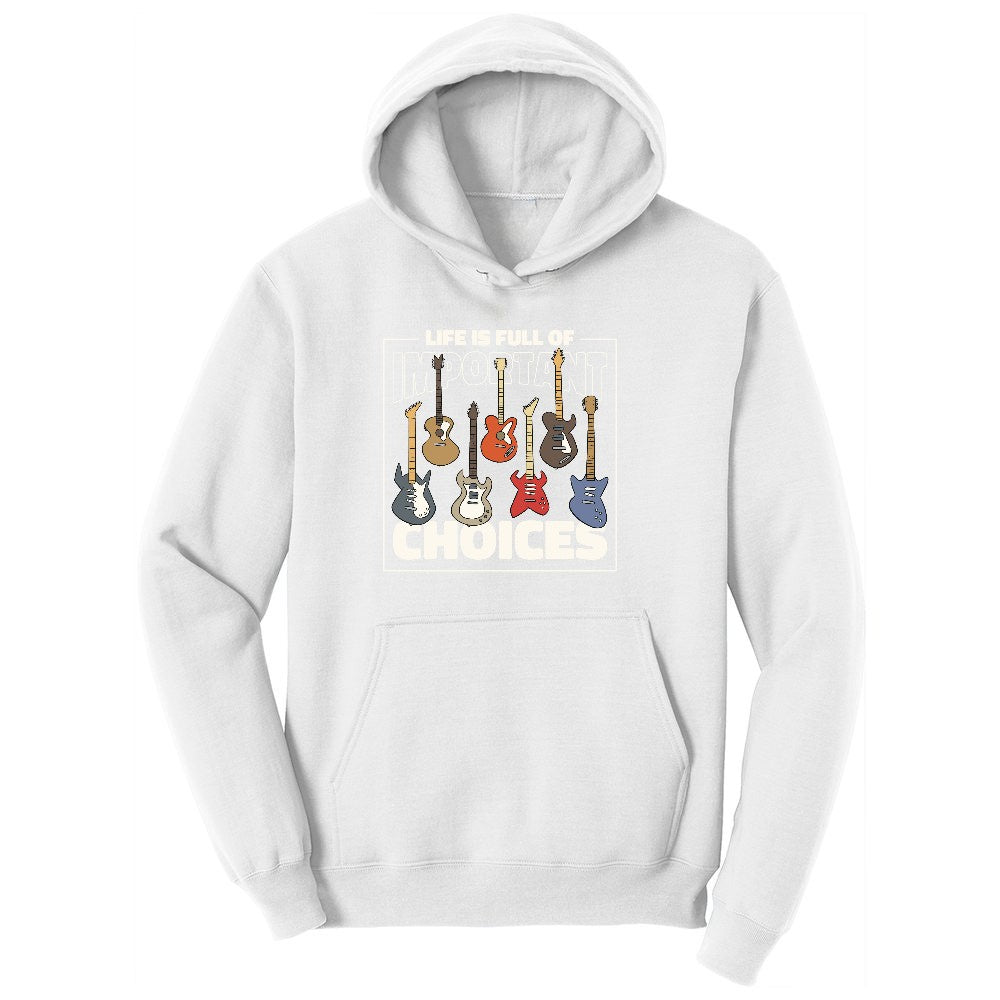Life if Full of Important Choices Guitar Version Ladies Hoodie - White