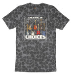 Life if Full of Important Choices Guitar Version Ladies Short Sleeve Tee - Black Leopard