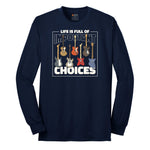 Life if Full of Important Choices Guitar Version Long Sleeve Tee - Navy