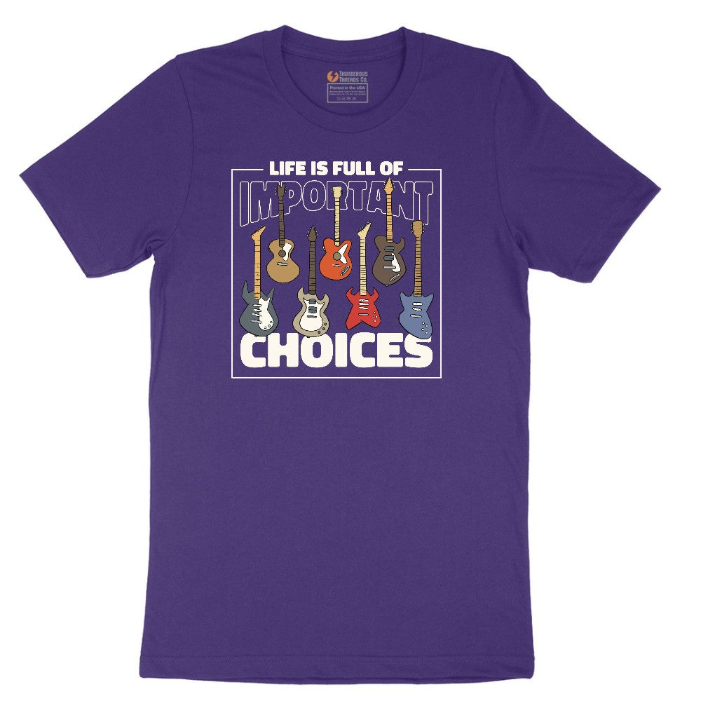 Life if Full of Important Choices Guitar Version Short Sleeve Tee - Team Purple