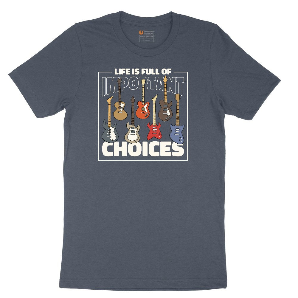 Life if Full of Important Choices Guitar Version Toddler Short Sleeve Tee - Heather Navy