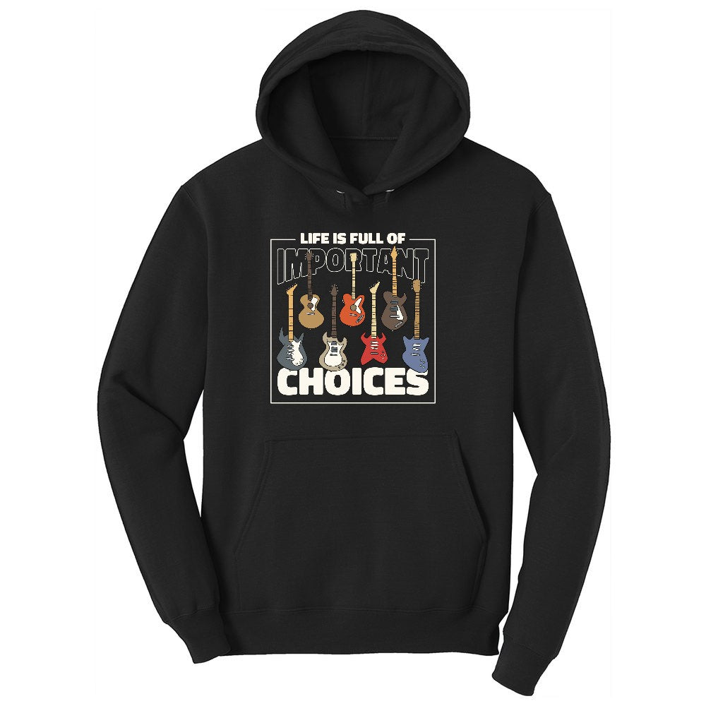 Life if Full of Important Choices Guitar Version Youth Hoodie - Jet Black