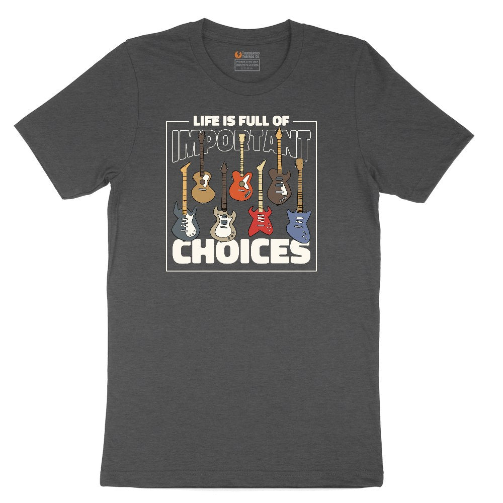Life if Full of Important Choices Guitar Version Youth Short Sleeve Tee - Dark Heather Grey