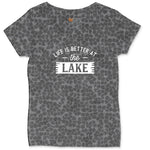 Life is Better at the Lake Ladies Curvy Tee - Black Leopard