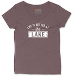 Life is Better at the Lake Ladies Curvy Tee - Sangria Blackout