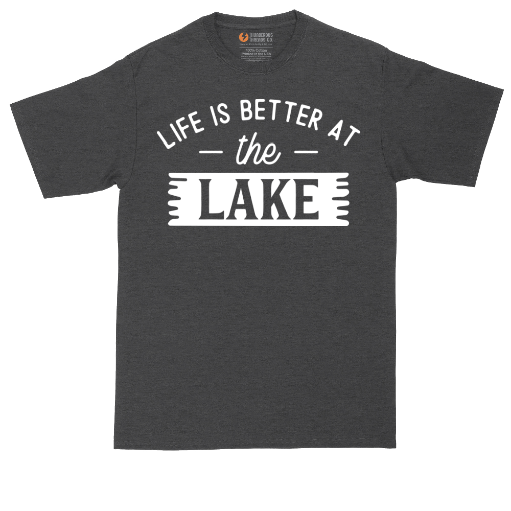 Life is Better at the Lake tall t-shirt for men in Dark Heather Grey
