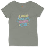 LIfe is Better with Games - Mens & Ladies T-Shirt Ladies Curvy Tee - Bamboo Blackout