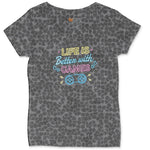 LIfe is Better with Games - Mens & Ladies T-Shirt Ladies Curvy Tee - Black Leopard