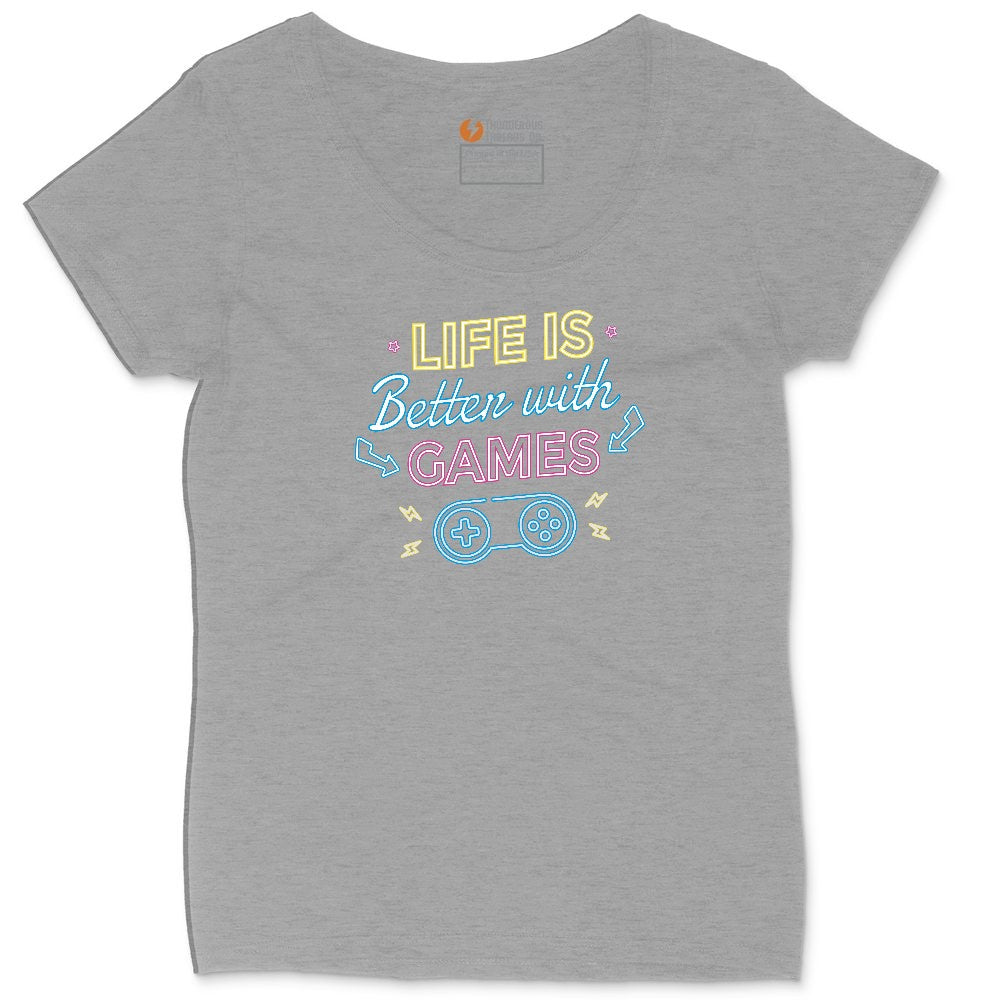 LIfe is Better with Games - Mens & Ladies T-Shirt Ladies Curvy Tee - Granite Heather