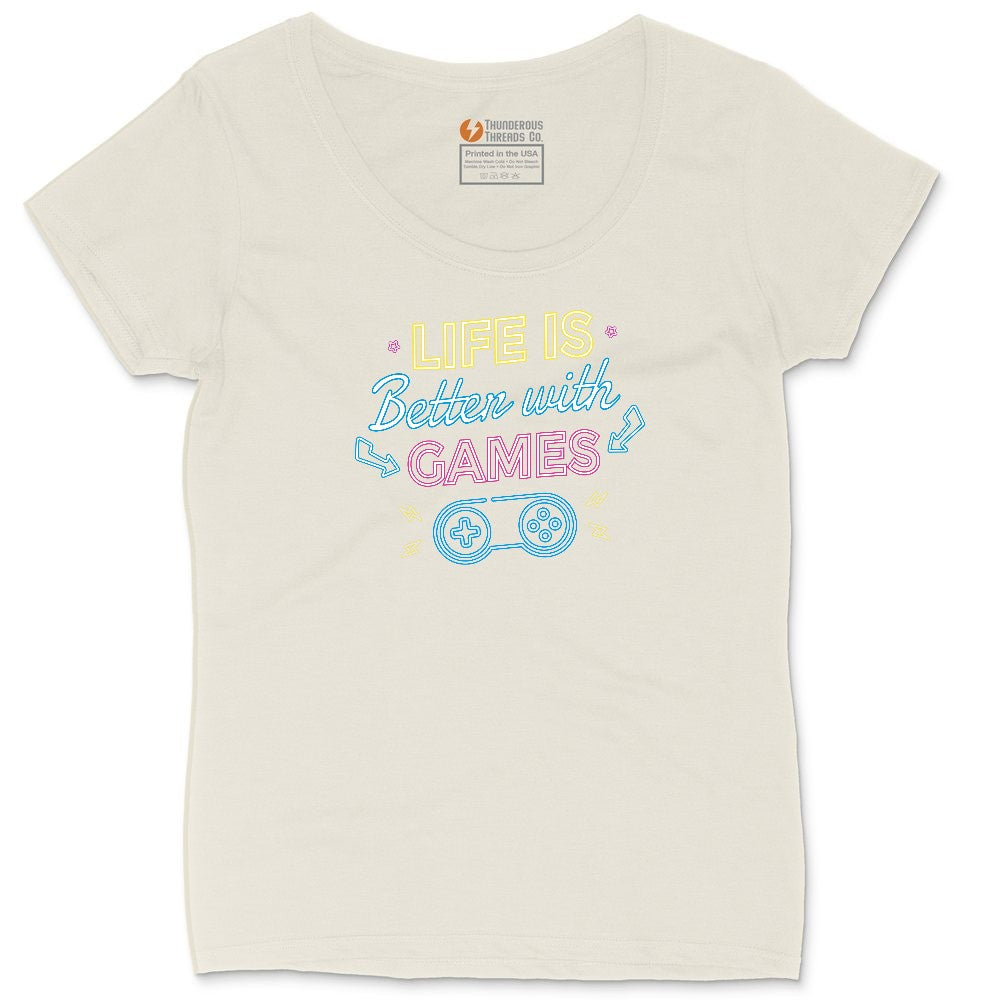 LIfe is Better with Games - Mens & Ladies T-Shirt Ladies Curvy Tee - Natural Heather