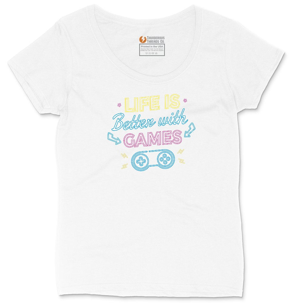 LIfe is Better with Games - Mens & Ladies T-Shirt Ladies Curvy Tee - White