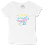 LIfe is Better with Games - Mens & Ladies T-Shirt Ladies Curvy Tee - White