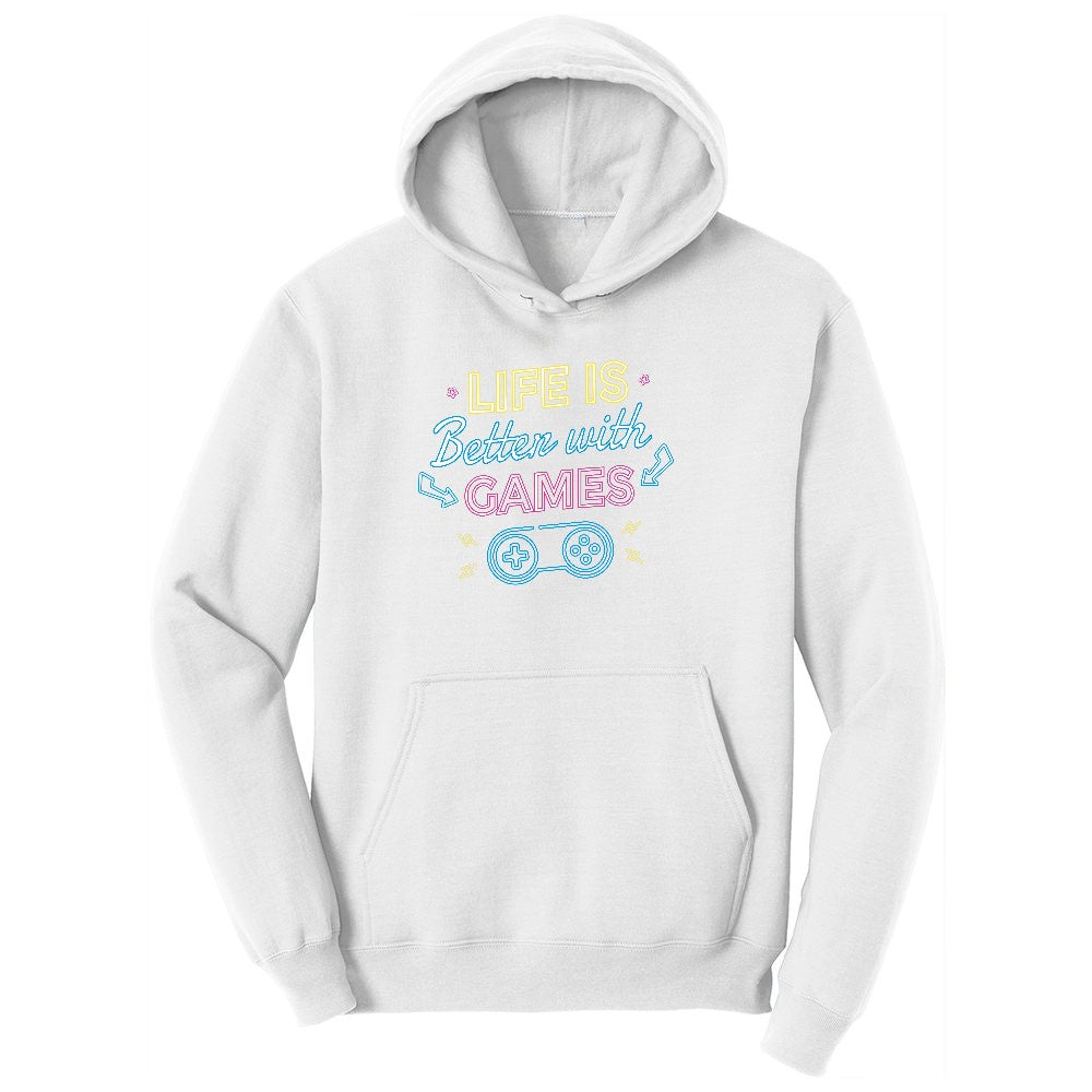 LIfe is Better with Games - Mens & Ladies T-Shirt Ladies Hoodie - White