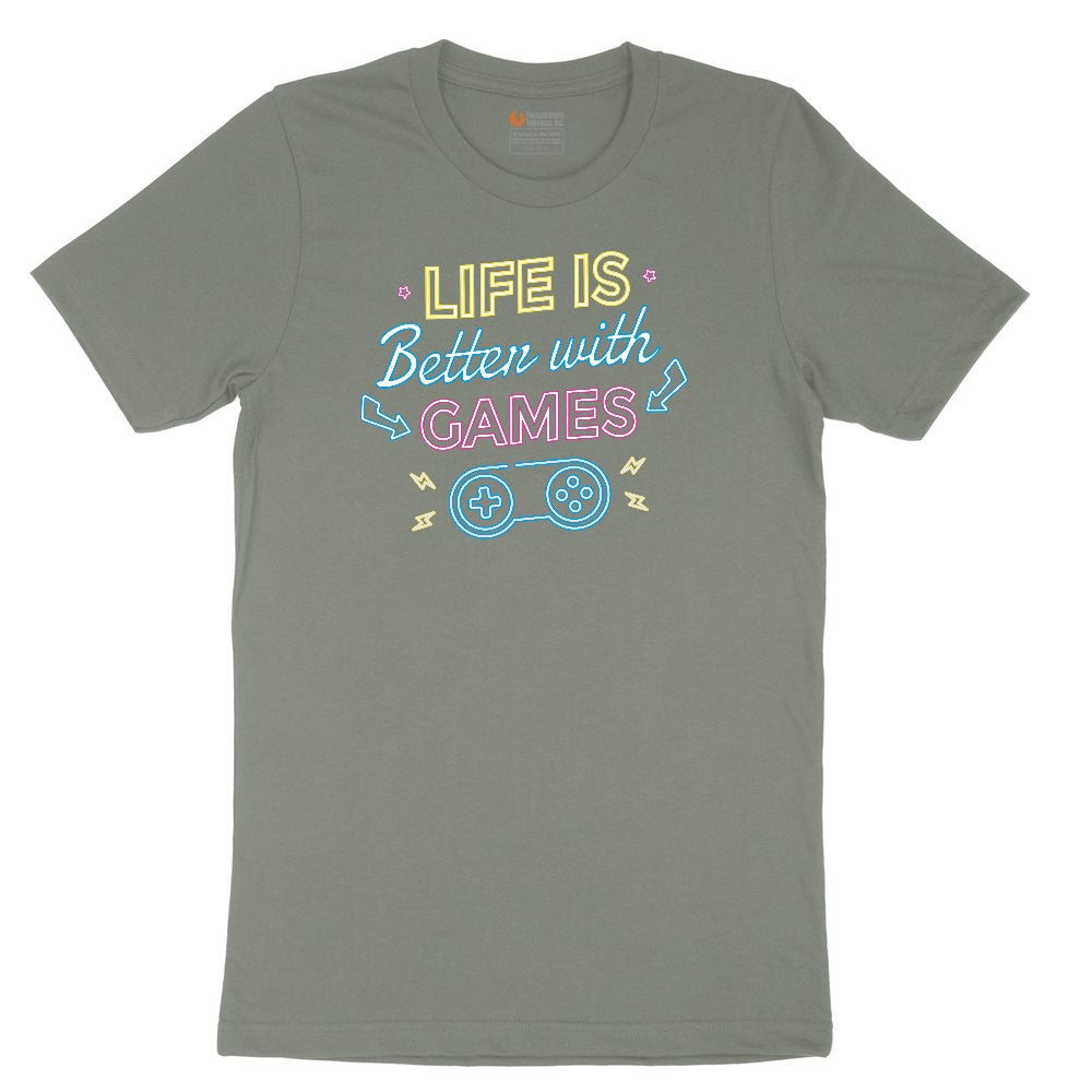 LIfe is Better with Games - Mens & Ladies T-Shirt Ladies Short Sleeve Tee - Bamboo Blackout