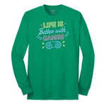 LIfe is Better with Games - Mens & Ladies T-Shirt Long Sleeve Tee - Kelly Green