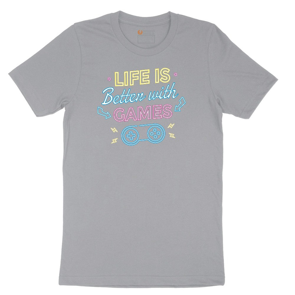 LIfe is Better with Games - Mens & Ladies T-Shirt Short Sleeve Tee - Athletic Heather Grey