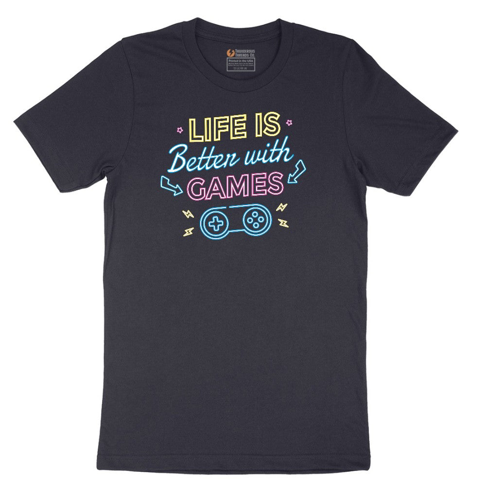 LIfe is Better with Games - Mens & Ladies T-Shirt Short Sleeve Tee - Deep Navy
