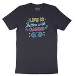 LIfe is Better with Games - Mens & Ladies T-Shirt Short Sleeve Tee - Deep Navy