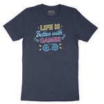 LIfe is Better with Games - Mens & Ladies T-Shirt Short Sleeve Tee - Heather Navy