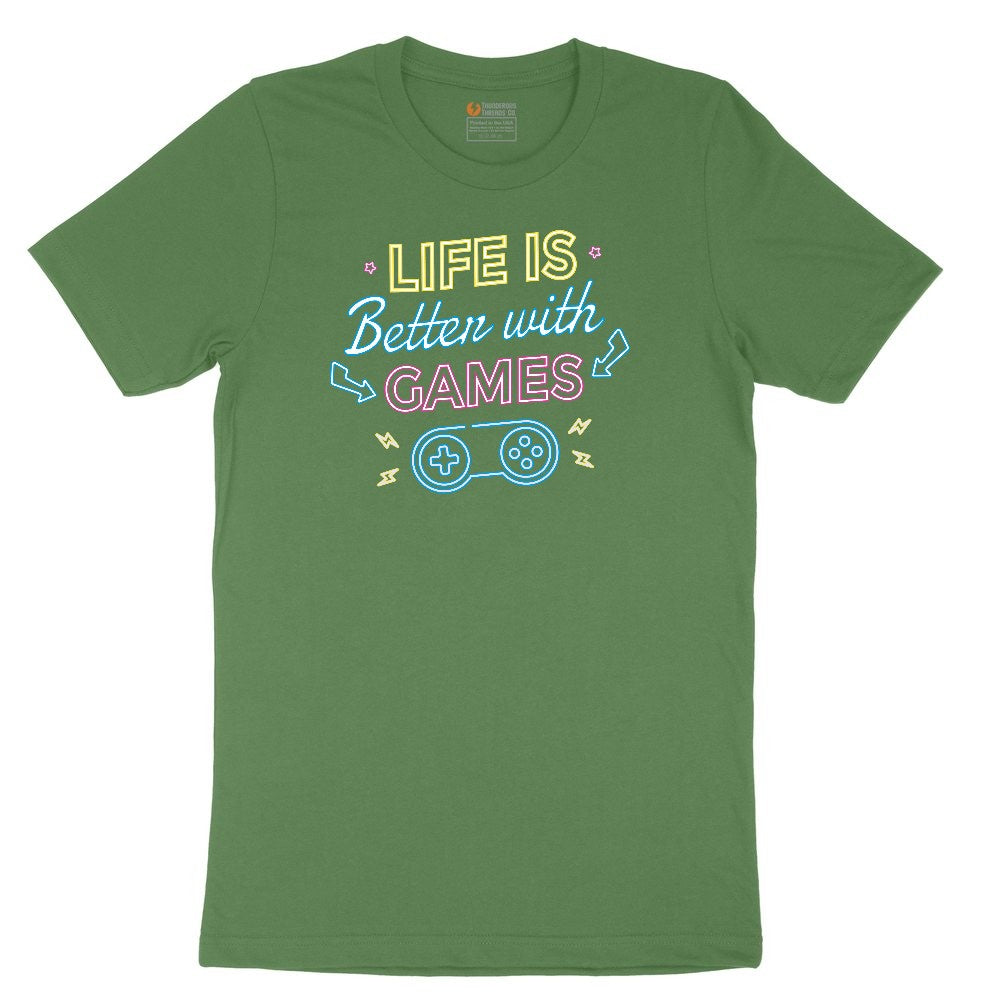 LIfe is Better with Games - Mens & Ladies T-Shirt Toddler Short Sleeve Tee - Athletic Kelly