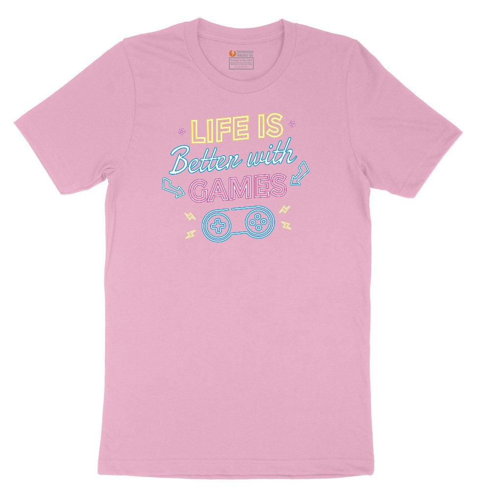 LIfe is Better with Games - Mens & Ladies T-Shirt Toddler Short Sleeve Tee - Candy Pink