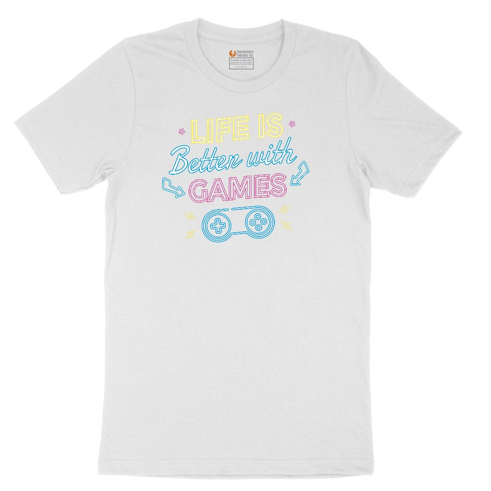 LIfe is Better with Games - Mens & Ladies T-Shirt Toddler Short Sleeve Tee - White