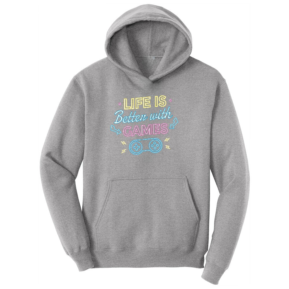 LIfe is Better with Games - Mens & Ladies T-Shirt Youth Hoodie - Athletic Heather