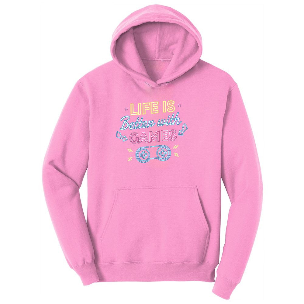 LIfe is Better with Games - Mens & Ladies T-Shirt Youth Hoodie - Candy Pink