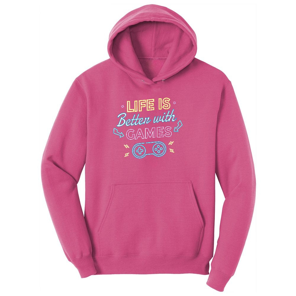 LIfe is Better with Games - Mens & Ladies T-Shirt Youth Hoodie - Sangria