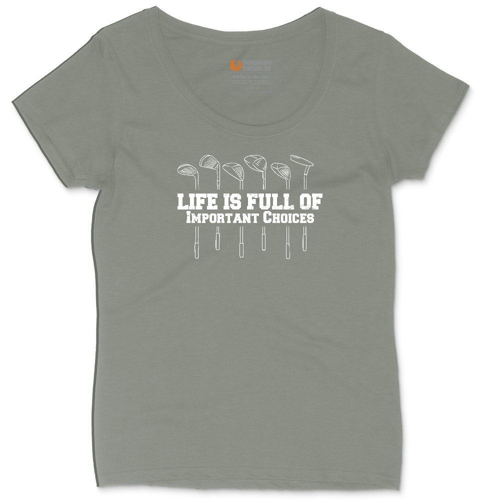 Life is Full of Important Choices Golf Version Ladies Curvy Tee - Bamboo Blackout