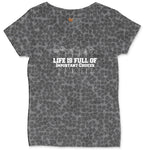 Life is Full of Important Choices Golf Version Ladies Curvy Tee - Black Leopard