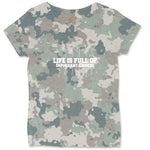 Life is Full of Important Choices Golf Version Ladies Curvy Tee - Vintage Camo