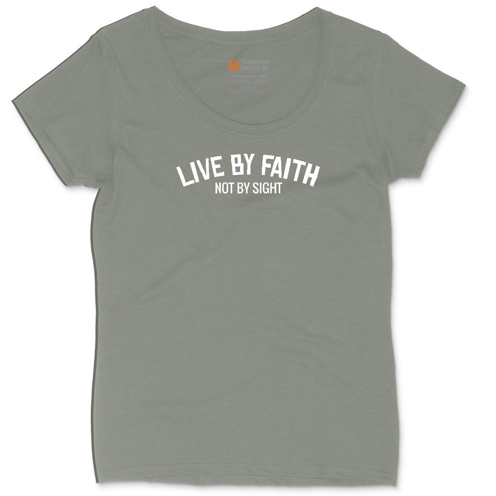Live By Faith Ladies Curvy Tee - Bamboo Blackout