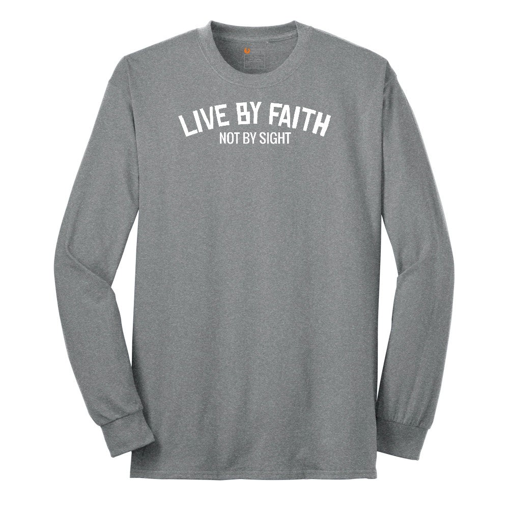 Live By Faith Long Sleeve Tee - Athletic Grey