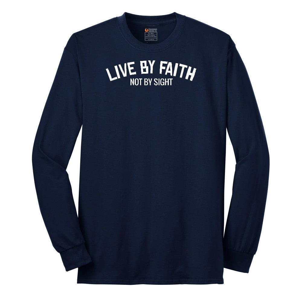 Live By Faith Long Sleeve Tee - Navy