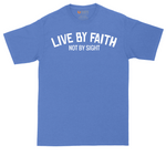 Live By Faith tall t-shirt for men in Heather Royal