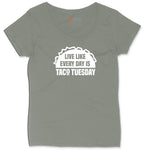 Live Like Every Day is Taco Tuesday Ladies Curvy Tee - Bamboo Blackout