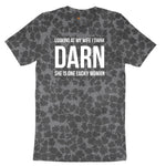 Looking at My Wife I Think Darn She is One Lucky Woman Ladies Short Sleeve Tee - Black Leopard