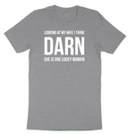Looking at My Wife I Think Darn She is One Lucky Woman Youth Short Sleeve Tee - Athletic Heather