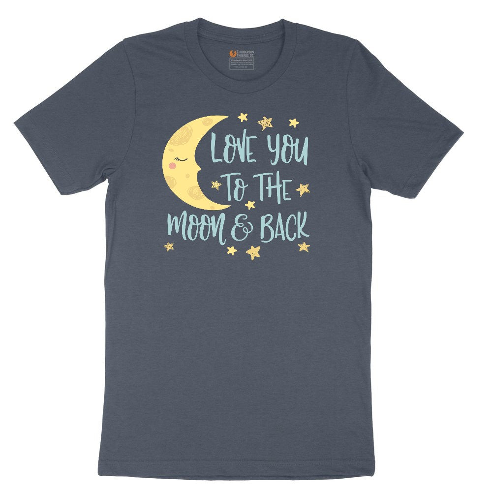 Love You to the Moon and Back Toddler Short Sleeve Tee - Heather Navy