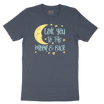 Love You to the Moon and Back Toddler Short Sleeve Tee - Heather Navy