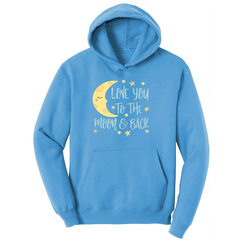 Love You to the Moon and Back Youth Hoodie - Aquatic Blue