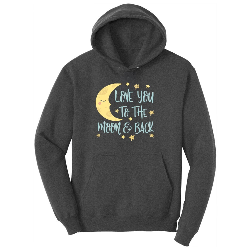 Love You to the Moon and Back Youth Hoodie - Dark Heather Grey