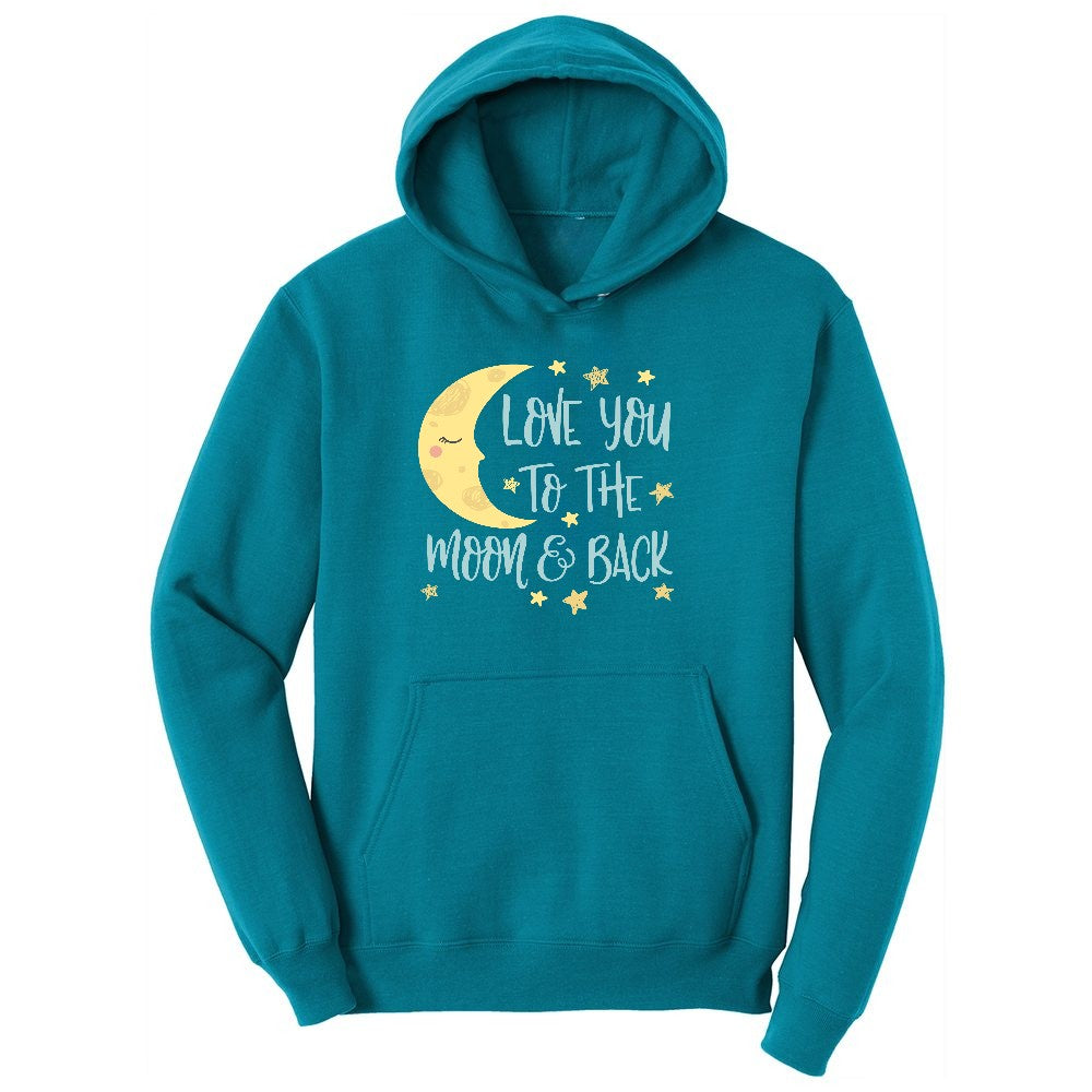 Love You to the Moon and Back Youth Hoodie - Teal